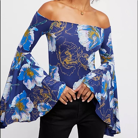 We The Free Tops - We The Free Printed Birds Of Paradise Top Navy